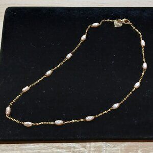Mattel Barbie Pink with Gold Tone Necklace/Choker Vintage Jewelry #94